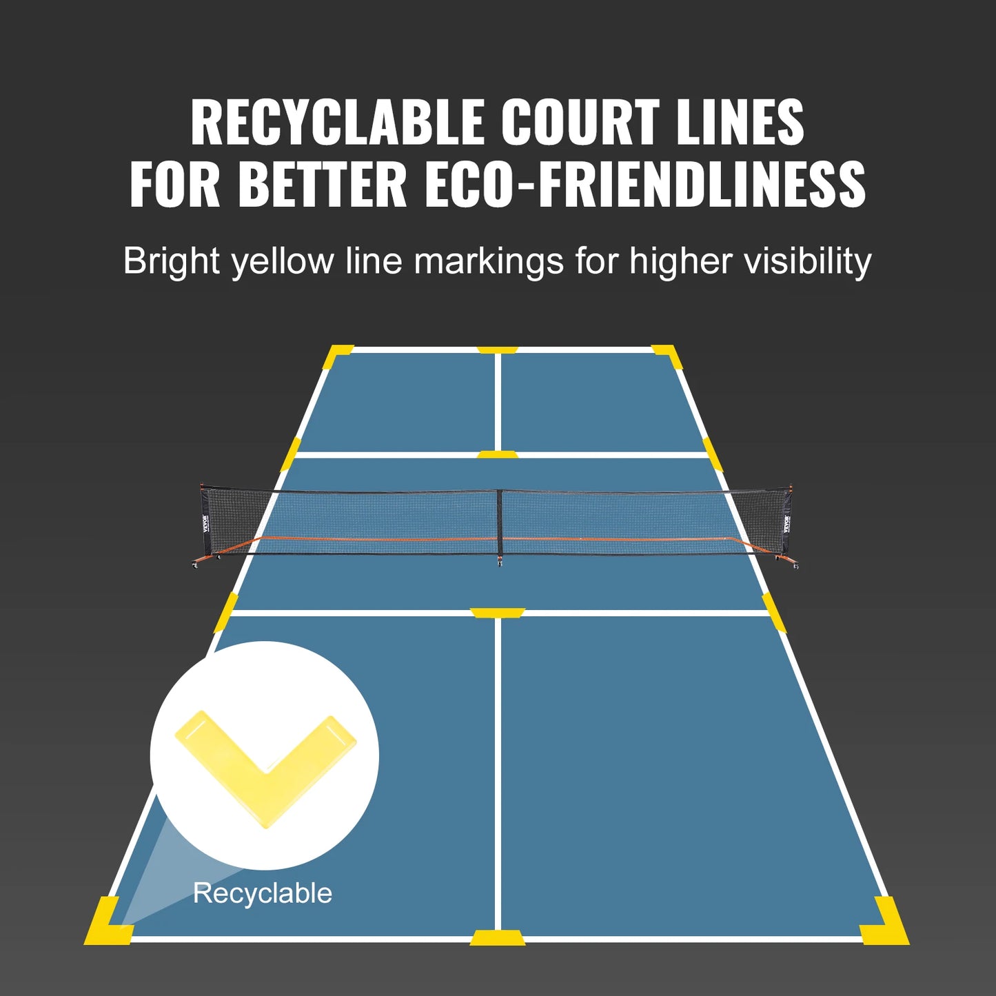 SucceBuy 22FT Portable Pickleball Net Set with Bags Balls Paddles and Court Lines Weather Resistant