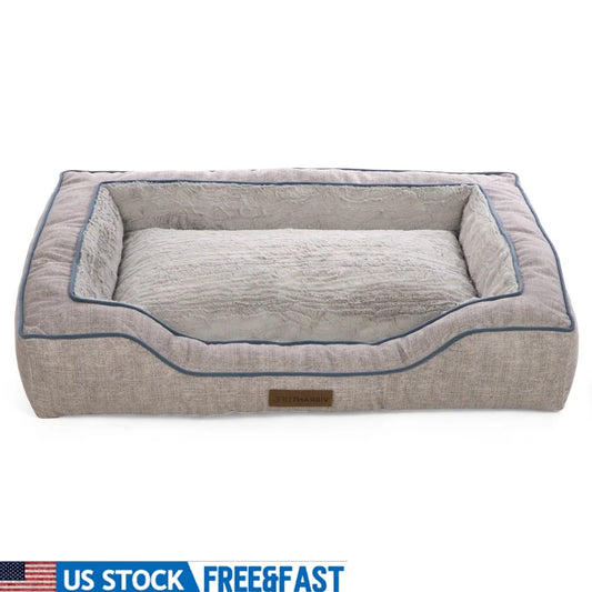 Large Bolstered Orthopedic Pet Bed for Dogs and Cats