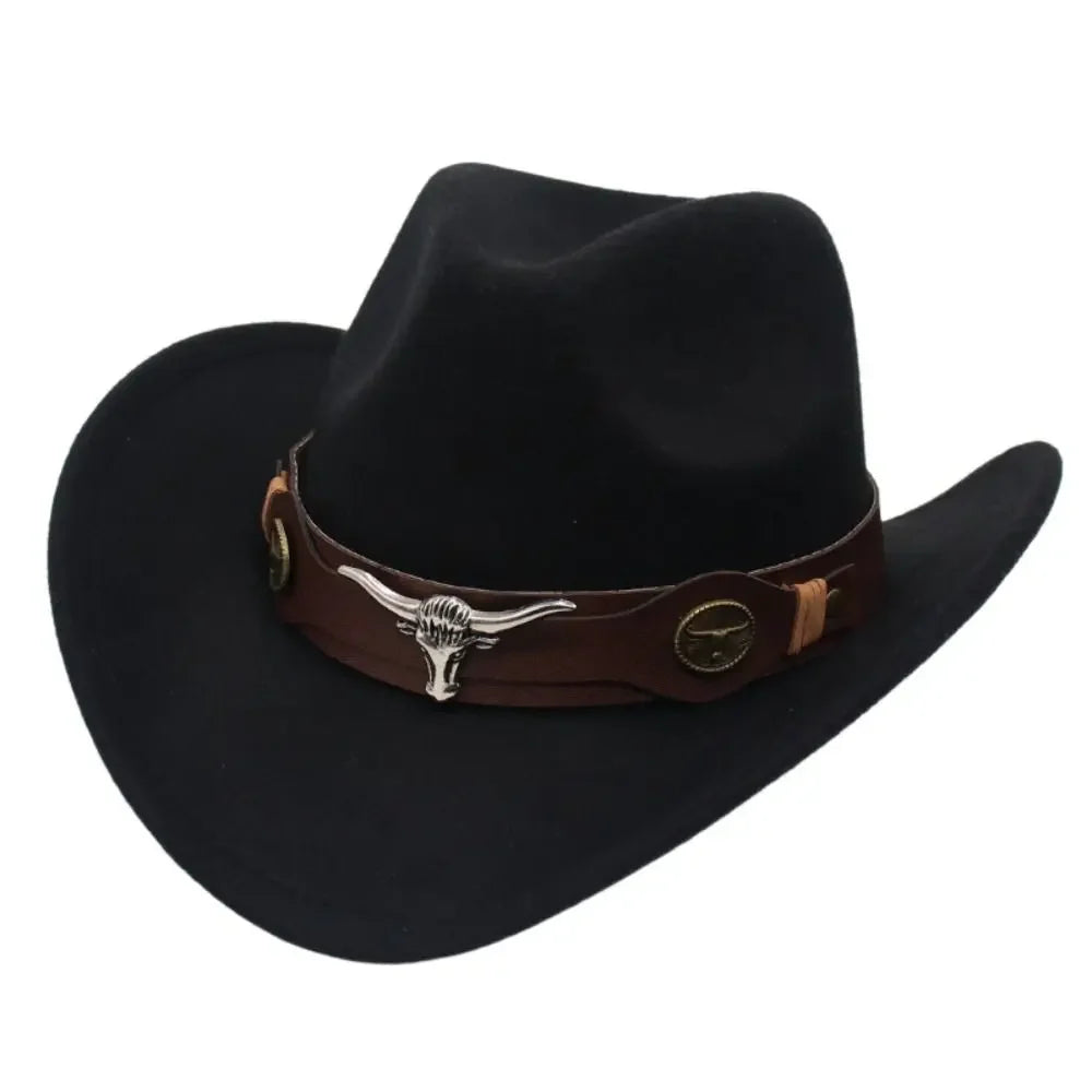 CN Felt Western Cowboy Hat Tibetan Style Top Hat Accessory