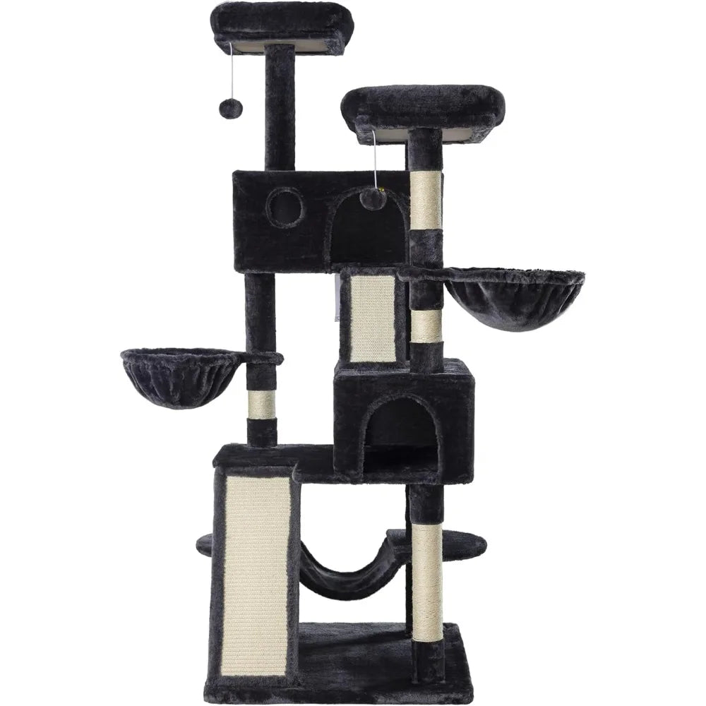 Multi Level Cat Tree Tower With Plush Perches Hammock