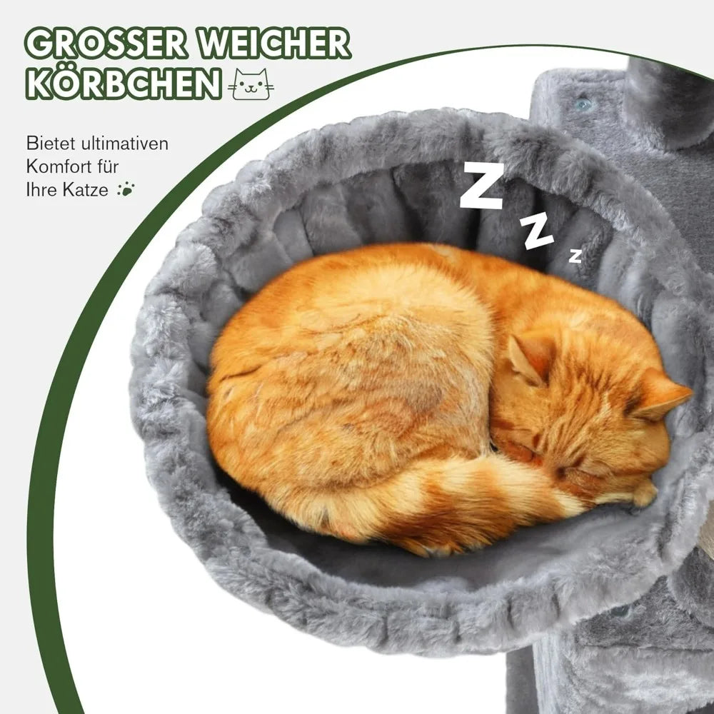 Multi Level Cat Tree Tower With Plush Perches Hammock