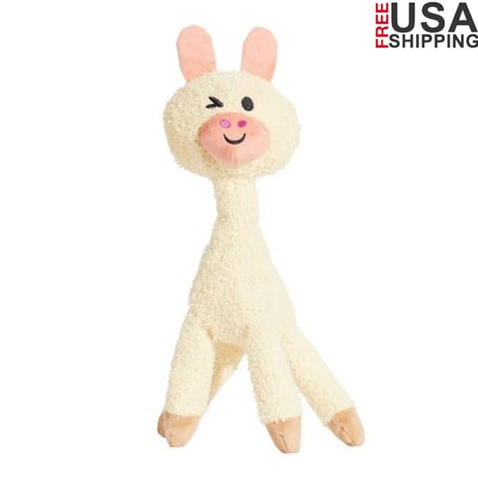 Alpaca Dog Toy With Squeaker Crinkle Limbs Cuddle Fetch Play For Medium Breeds Soft Polyester Material