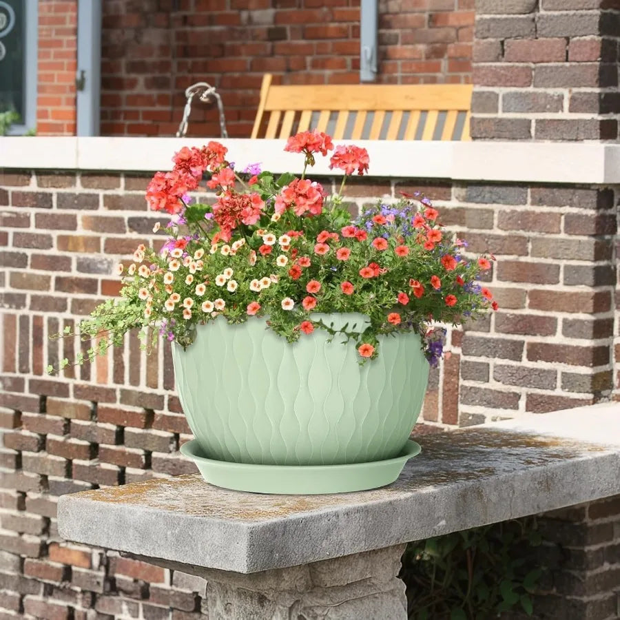 Large Flower Pot Set 12 10 9 Inch Wide Outdoor Planters