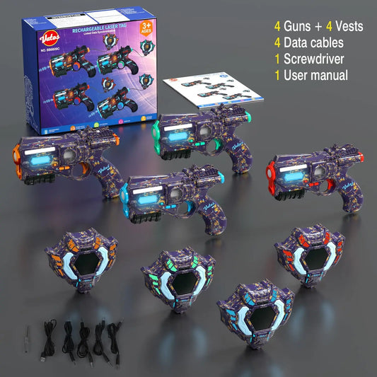 Vatos Four Pack Infrared Laser Tag Guns With Data Sync Vests