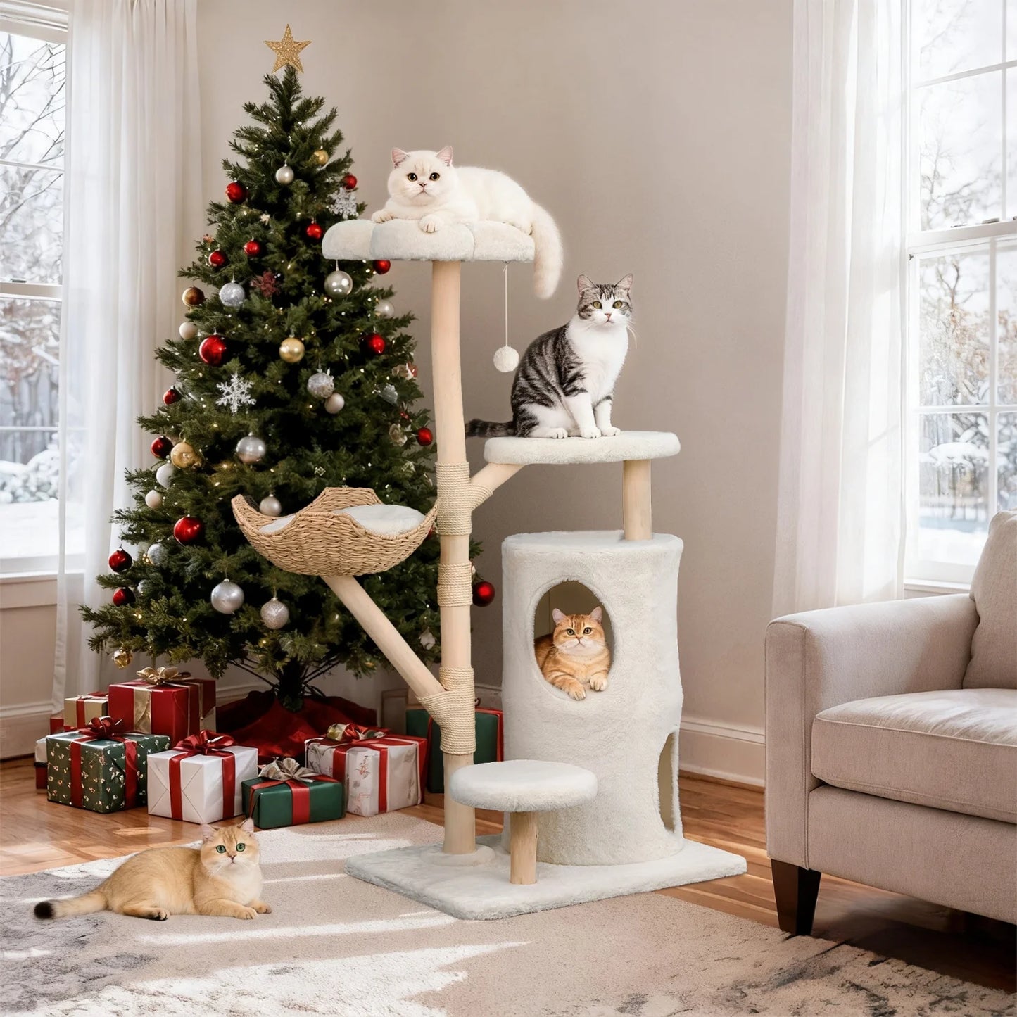 BINGOPAW Tall Cat Tree Activity Tower For Indoor Cats
