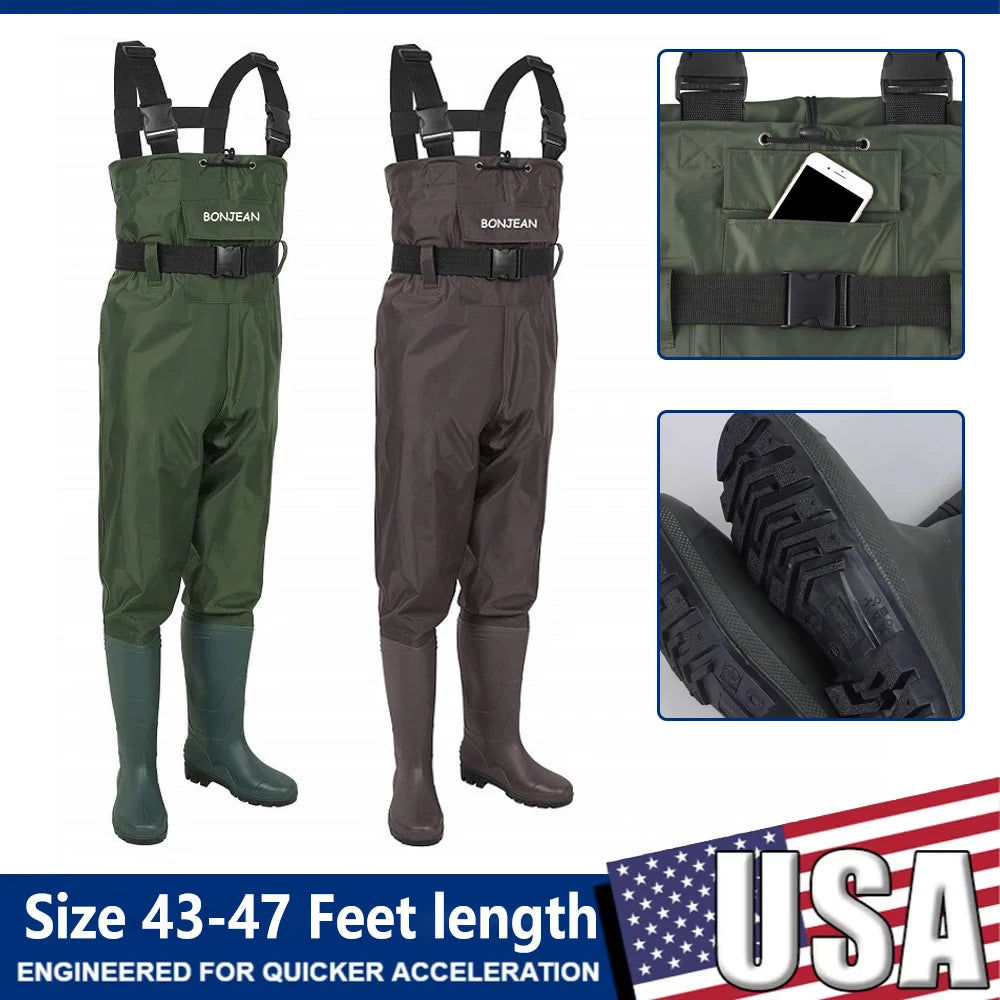 Waterproof Fishing Waders With Boots Durable Outdoor Overalls