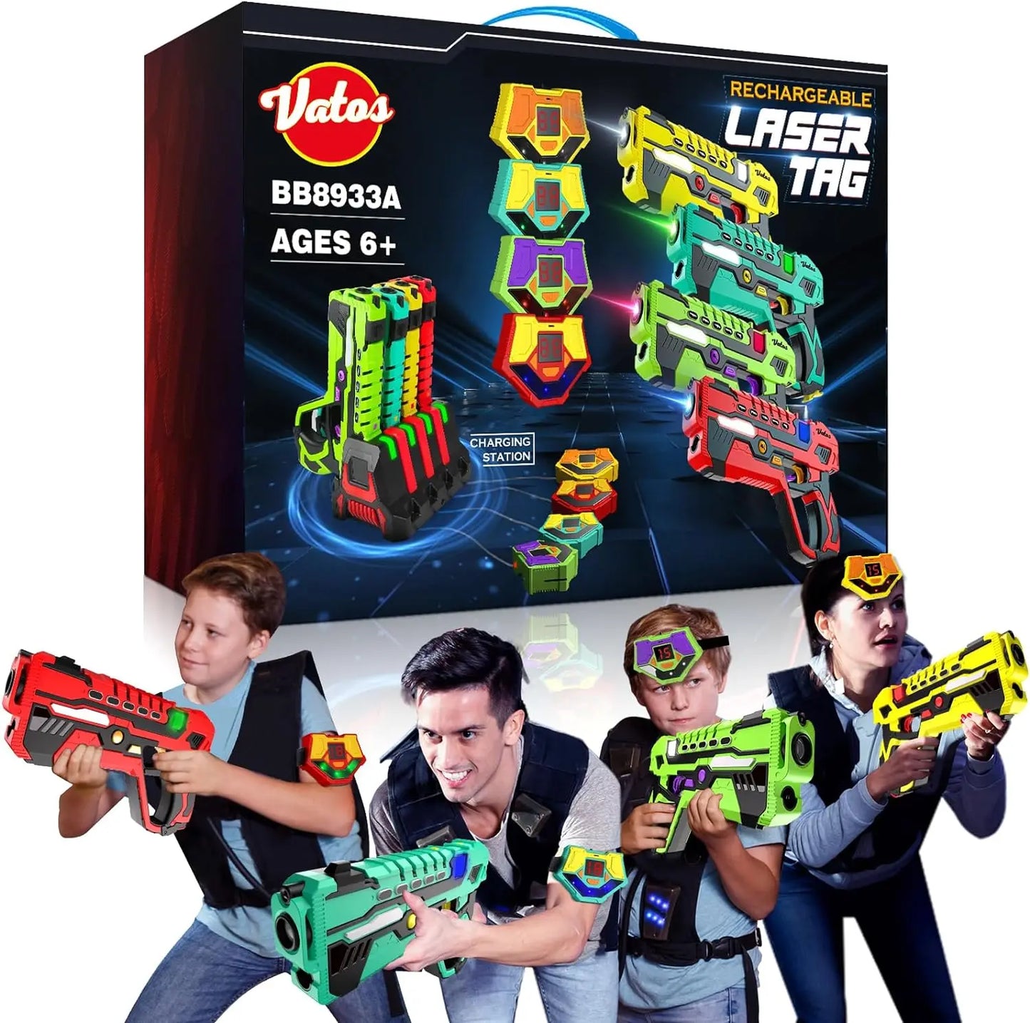 VATOS Laser Tag Battle Game Gun Set Infrared Toy Guns X4