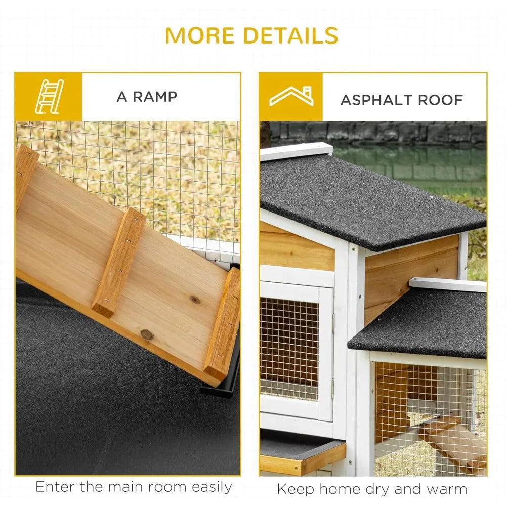 Wooden Rabbit Hutch With Double Side Run Boxes Ramp Playpen