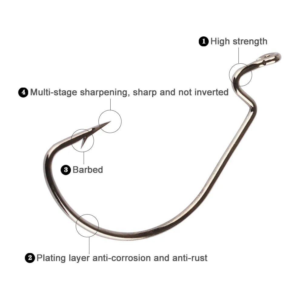 Twenty Pieces High Carbon Steel Offset Hooks For Fishing