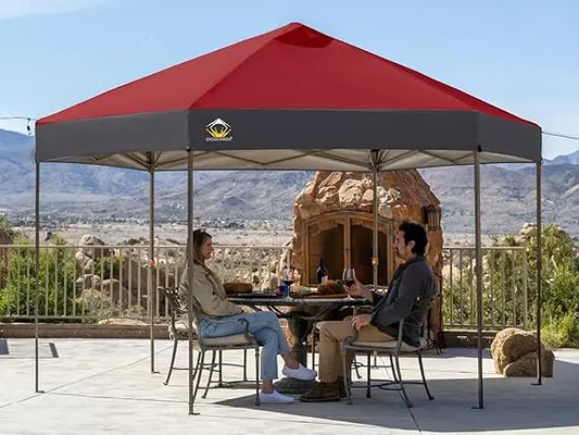 14x14 Pop Up Gazebo Patented Center Lock 6-Sided Portable Gazebo Easy Set Up 300D Silver Coated Fabric UV Resistant