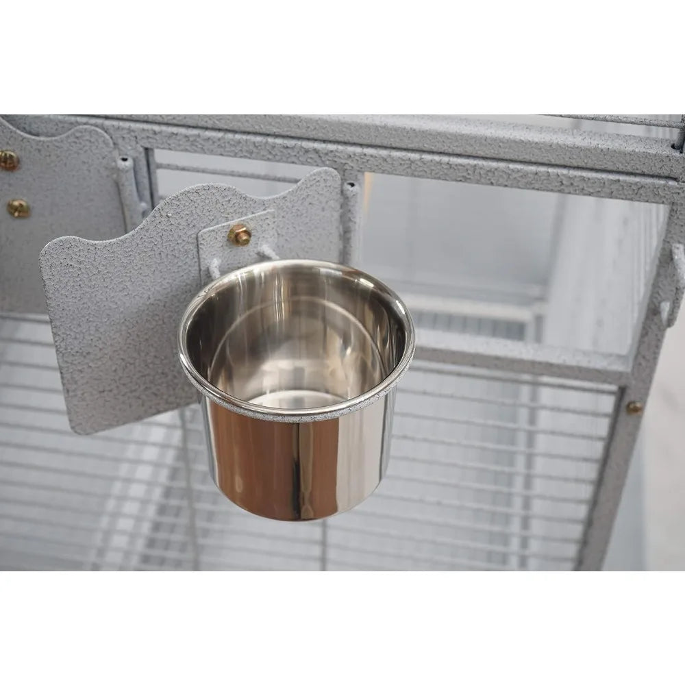 Corner Bird Cage For Cockatiel Parakeet White Vein