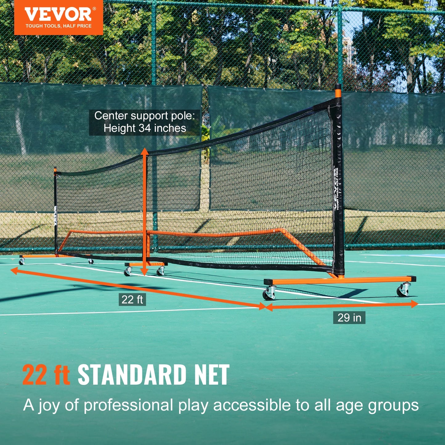 SucceBuy 22FT Portable Pickleball Net Set with Bags Balls Paddles and Court Lines Weather Resistant
