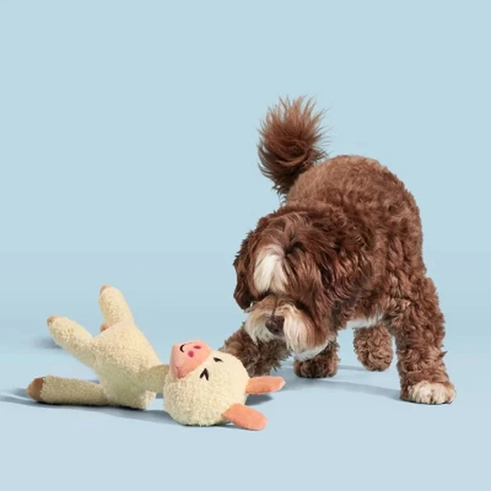 Alpaca Dog Toy With Squeaker Crinkle Limbs Cuddle Fetch Play For Medium Breeds Soft Polyester Material