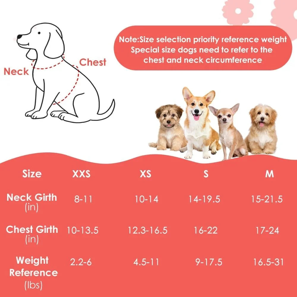No Pull Dog Harness Adjustable Lightweight Soft Floral Pattern Pet Safety Leash Step In Design for Small and Medium Dogs