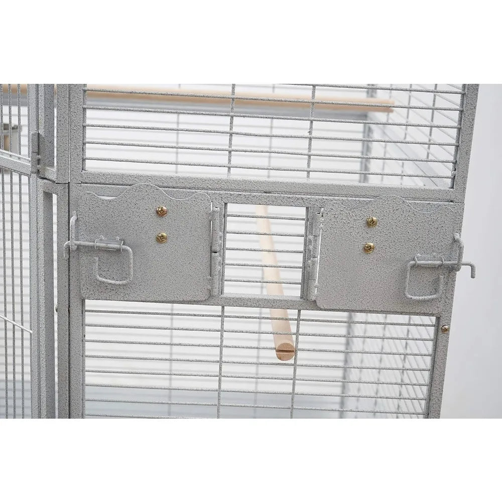Corner Bird Cage For Cockatiel Parakeet White Vein