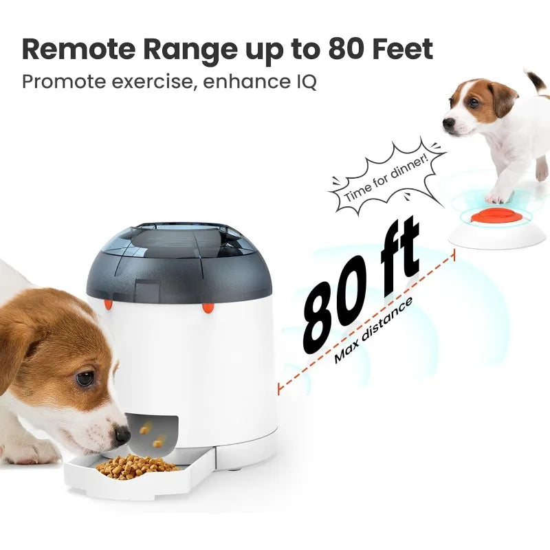 Dog Puzzle Feeder Toy Interactive IQ Training Electronic Dog Toys Automatic Rechargeable Treat Dispenser Push Remote for All Breeds 280ml Capacity