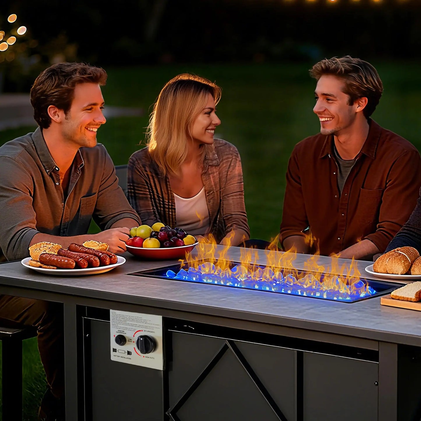 JHK Outdoor Propane Fire Pit Table 50,000 BTU