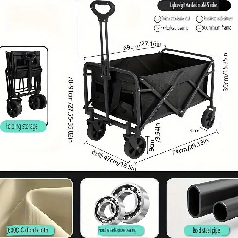 Collapsible Folding Utility Beach Cart Wagon Trolley