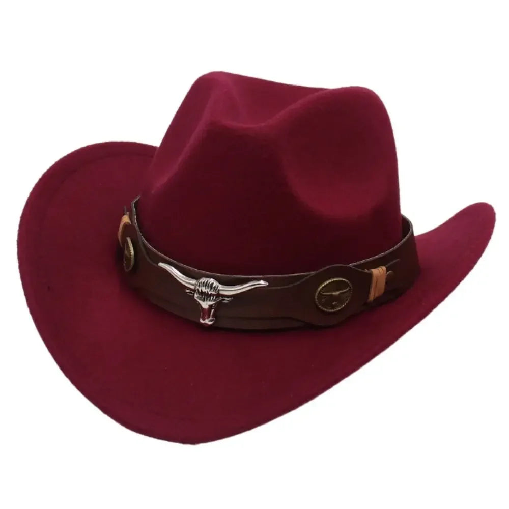CN Felt Western Cowboy Hat Tibetan Style Top Hat Accessory