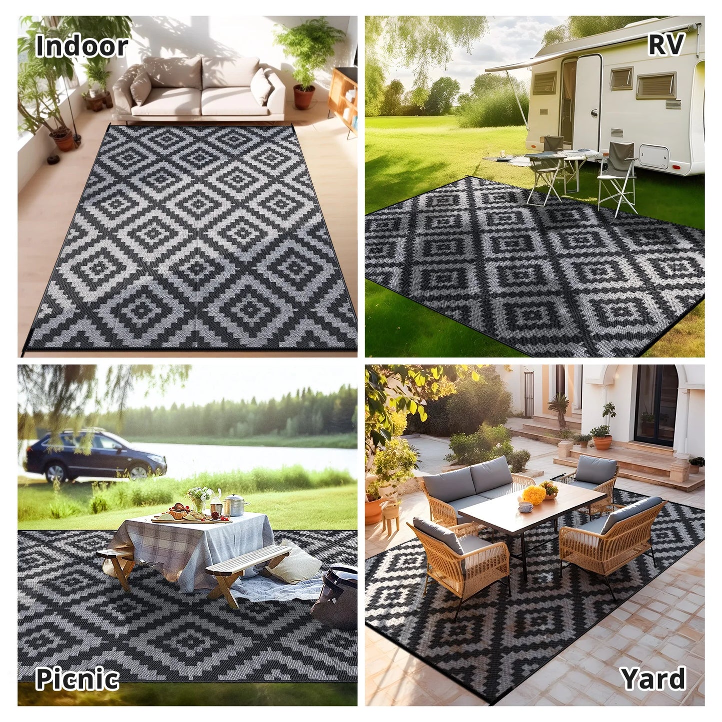 9ft By 18ft Outdoor Rug Waterproof Reversible Patio Carpet