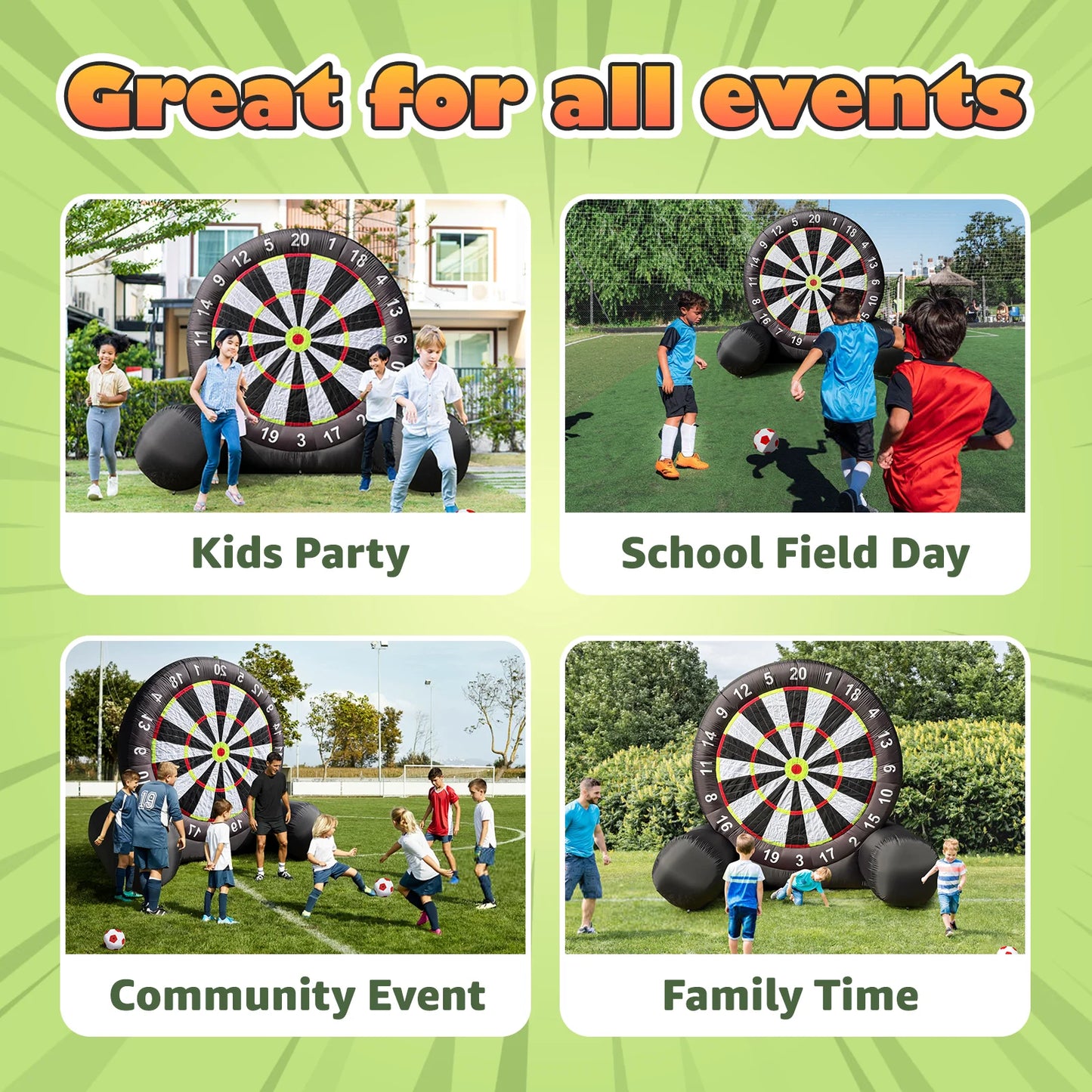 Giant Inflatable Soccer Darts Board With Balls And Blower