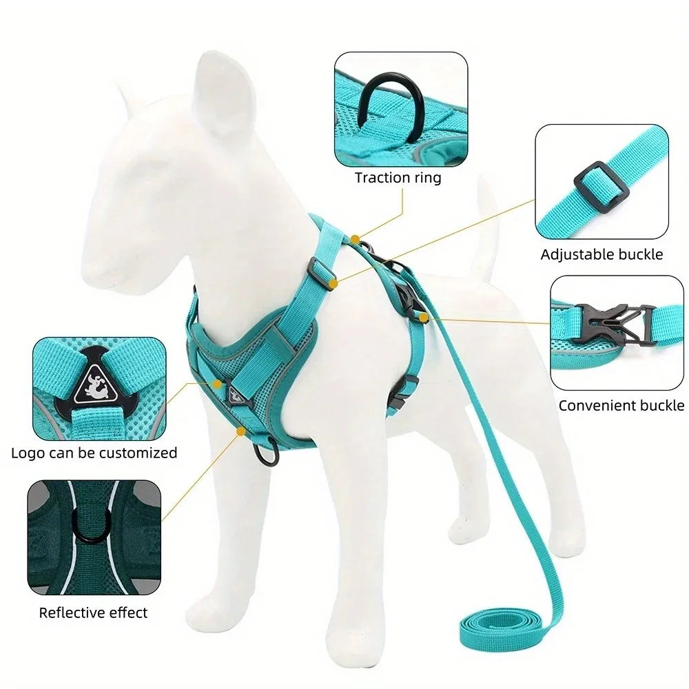 NONECN No Pull Adjustable Dog Harness And Leash Set Reflective