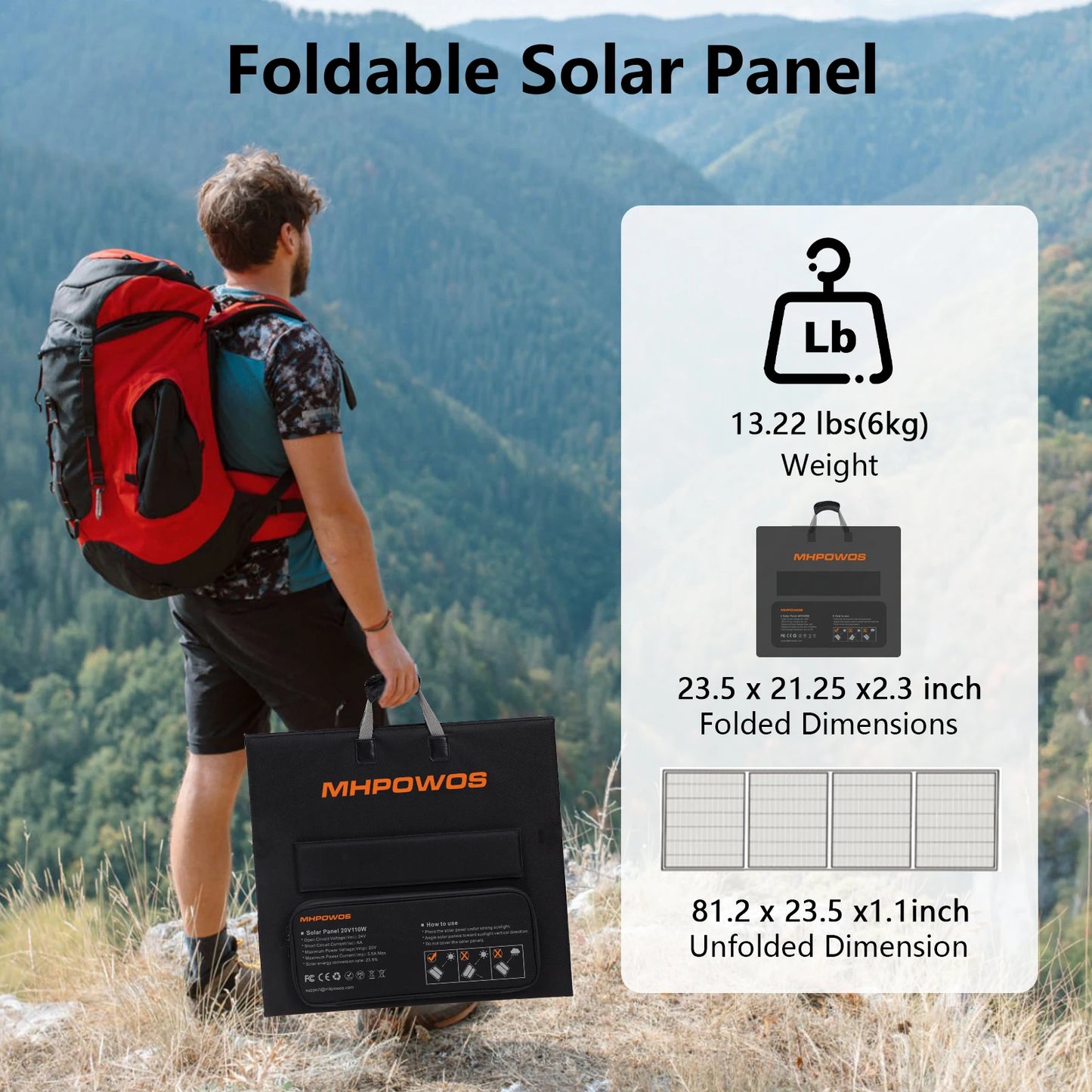 MHPOWOS 220 Watt Portable Solar Panel for Power Station,Hurricane Preparedness Items,40V Foldable Solar Charger for Camping RV
