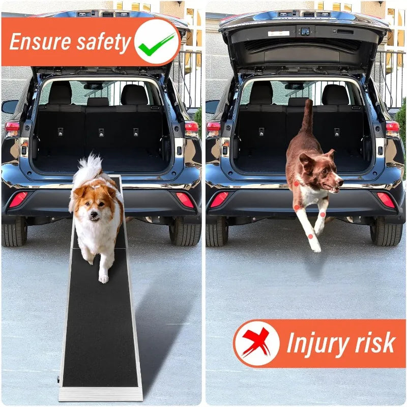 8 FT Portable Bi-Fold Folding Pet Ramp Cat Safety Ladder for Large Dogs Cars Trucks SUVs Doorstep or Bed