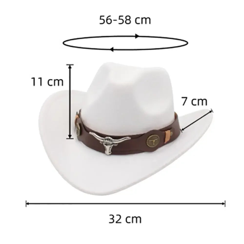 CN Felt Western Cowboy Hat Tibetan Style Top Hat Accessory