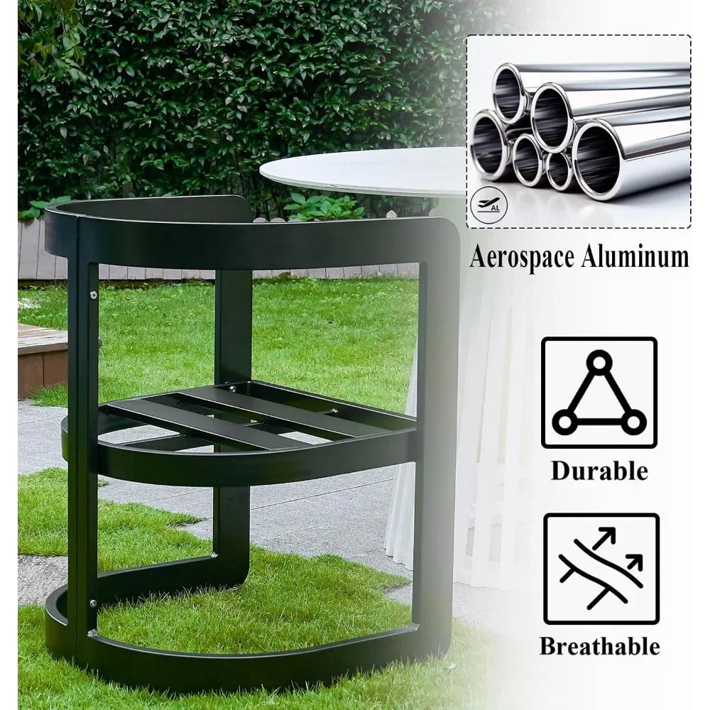 Patio Dining Chairs Set of 4 Modern Outdoor Dining Chairs with Cushions Backrest and Armrests Metal Construction