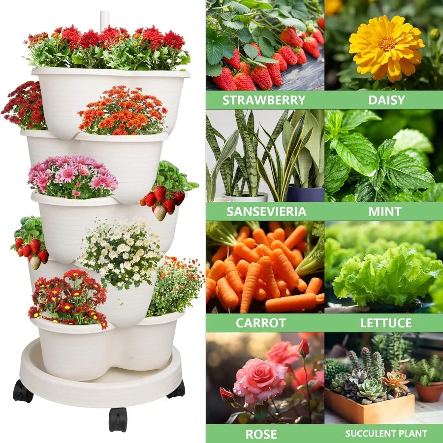 Strawberry Planter 5 Tier Stackable Garden Tower Vegetables