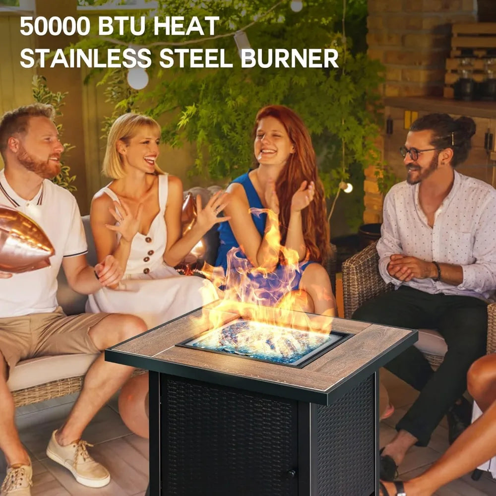 50000 BTU Propane Fire Pit Table Outdoor 30 Inch Square Fire Pit for Backyard and Patio