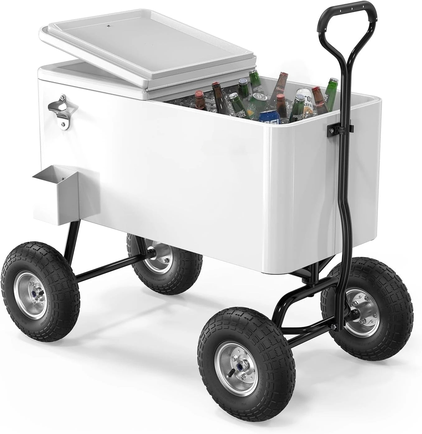 80 Quart Wagon Rolling Cooler Ice Chest With 10 Inch Wheels