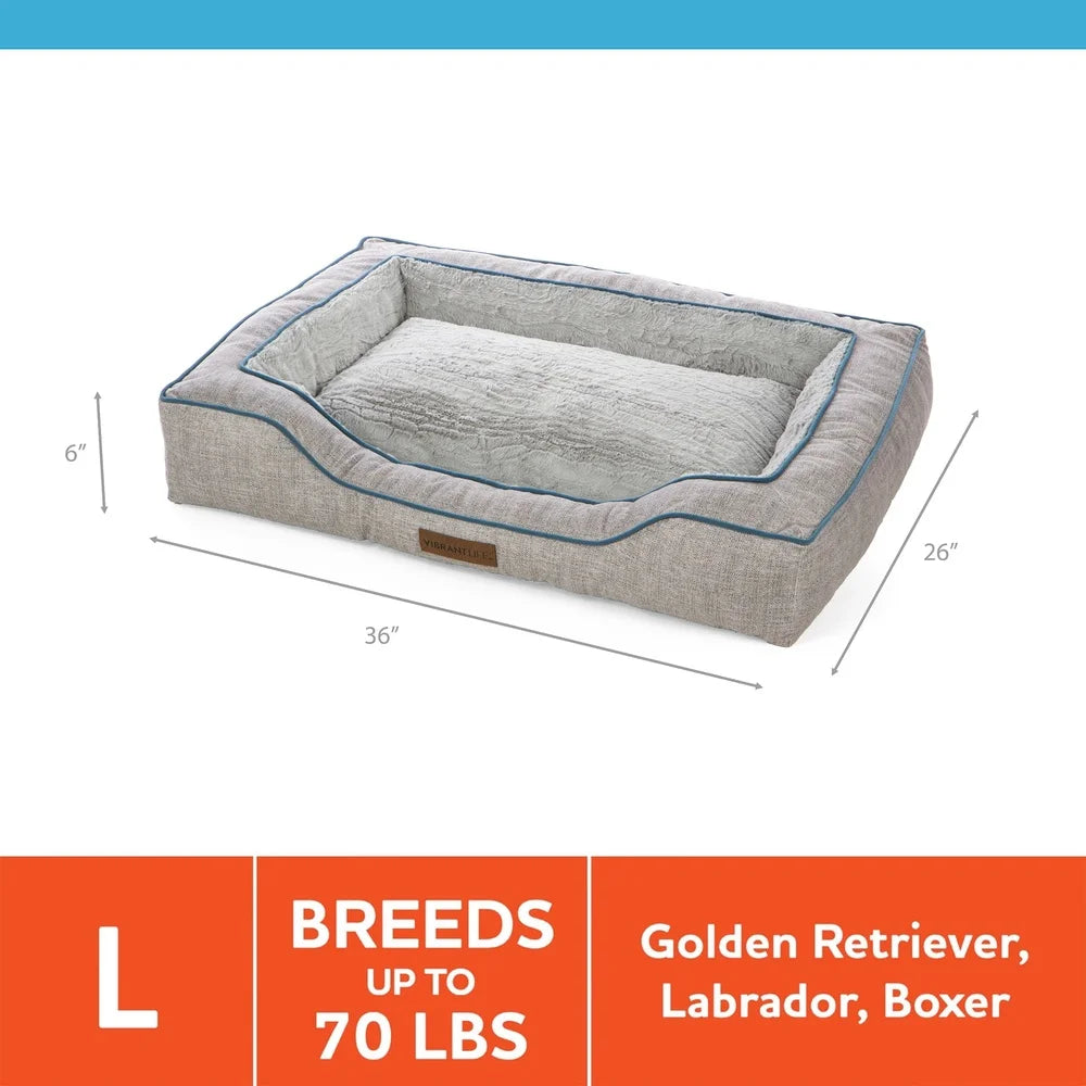 Large Bolstered Orthopedic Pet Bed for Dogs and Cats