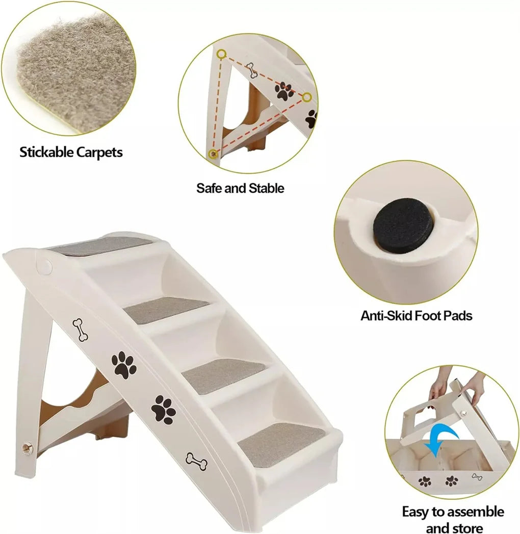 Foldable Dog Ramp Stairs Steps for Easy Pet Access Non-Slip Design Lightweight Portable Pet Training Aid