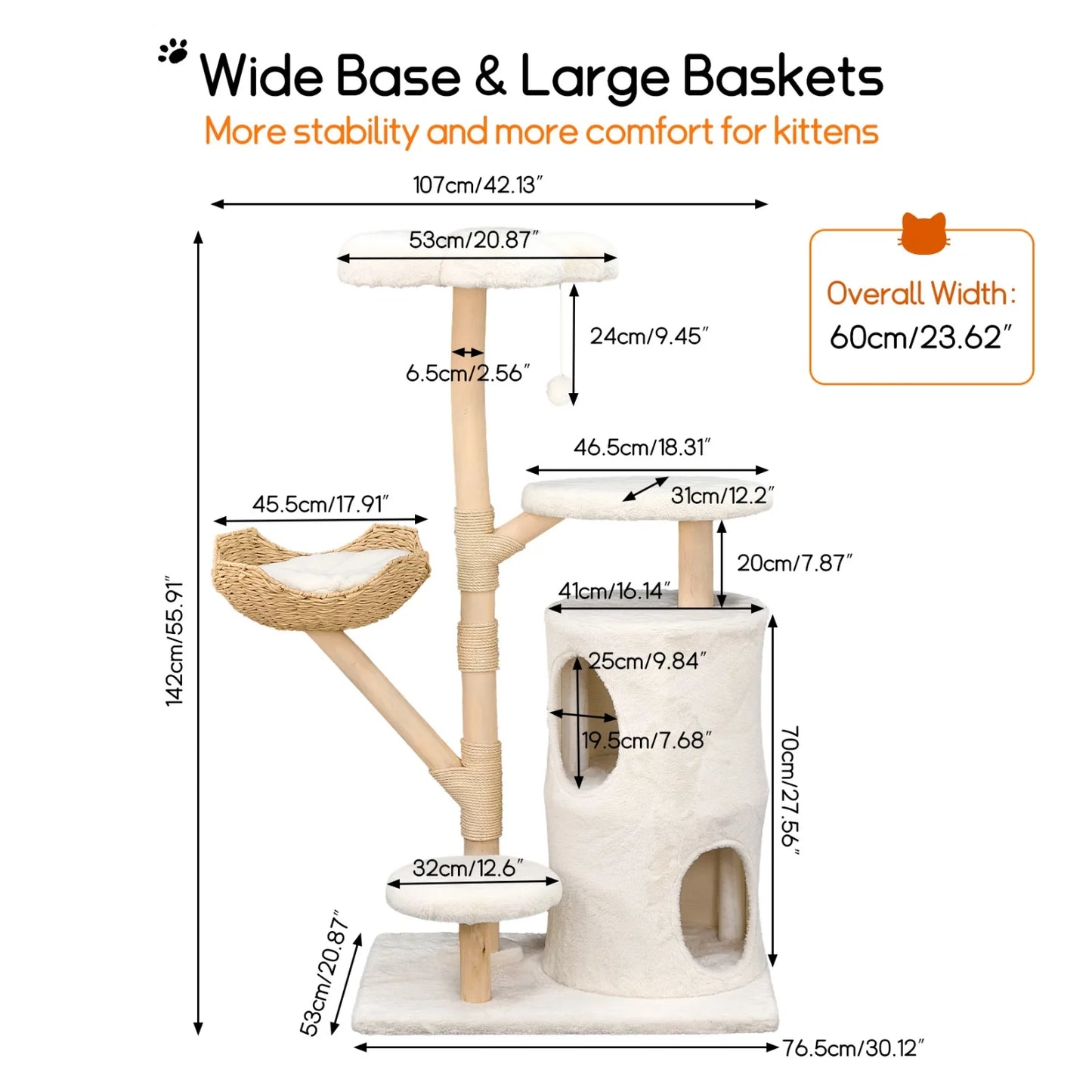 BINGOPAW Tall Cat Tree Activity Tower For Indoor Cats