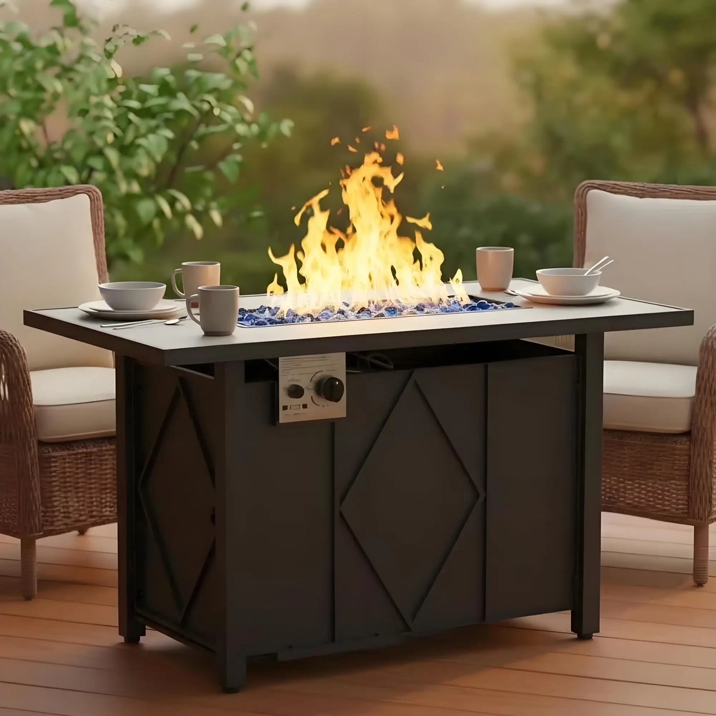 JHK Outdoor Propane Fire Pit Table 50,000 BTU