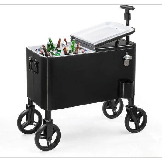 80 Quart Wagon Rolling Cooler Ice Chest With 10 Inch Wheels