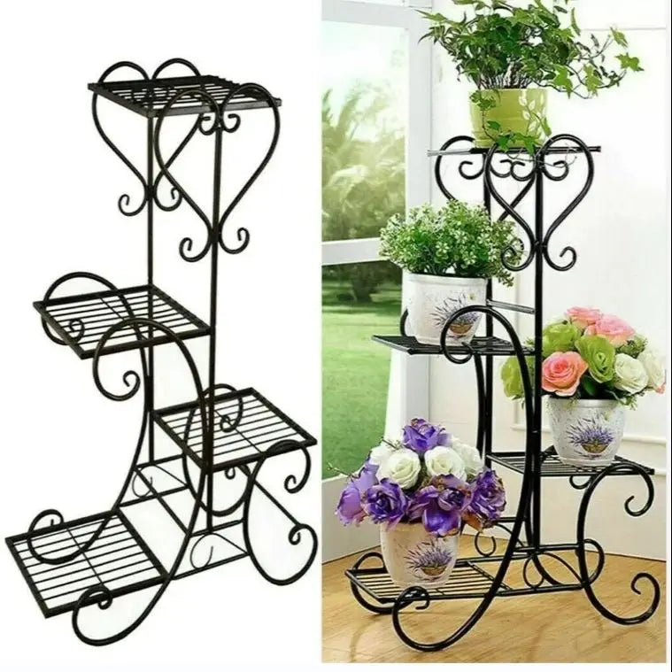 4 Tier Metal Plant Stand For Indoor And Outdoor Spaces