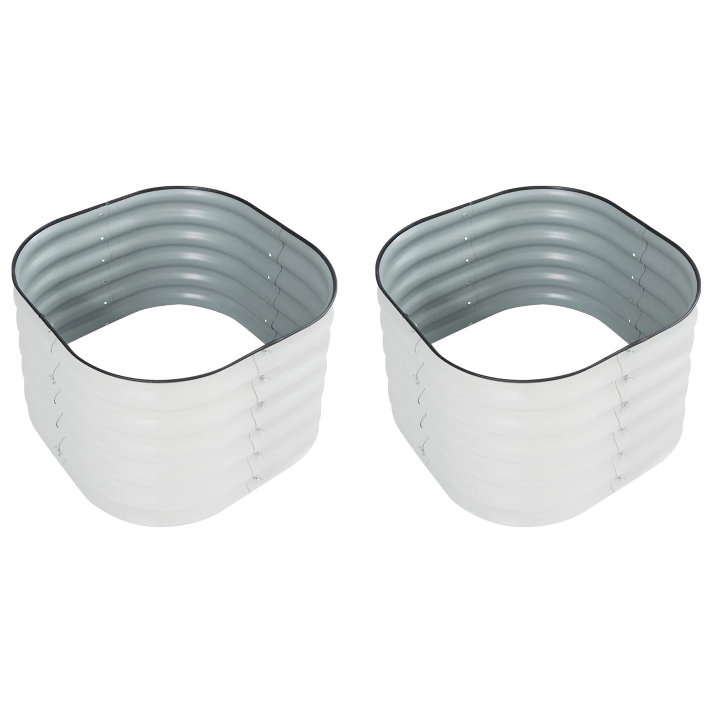 Two Sets Round Flower Pots Garden Metal Planters 60cm