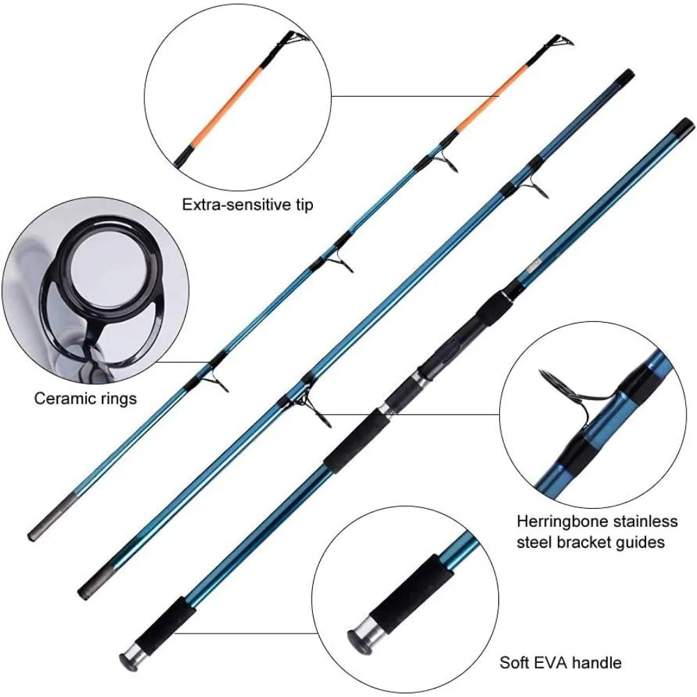 Surf Rod And Reel Combo Saltwater Fishing Gear Set Kit