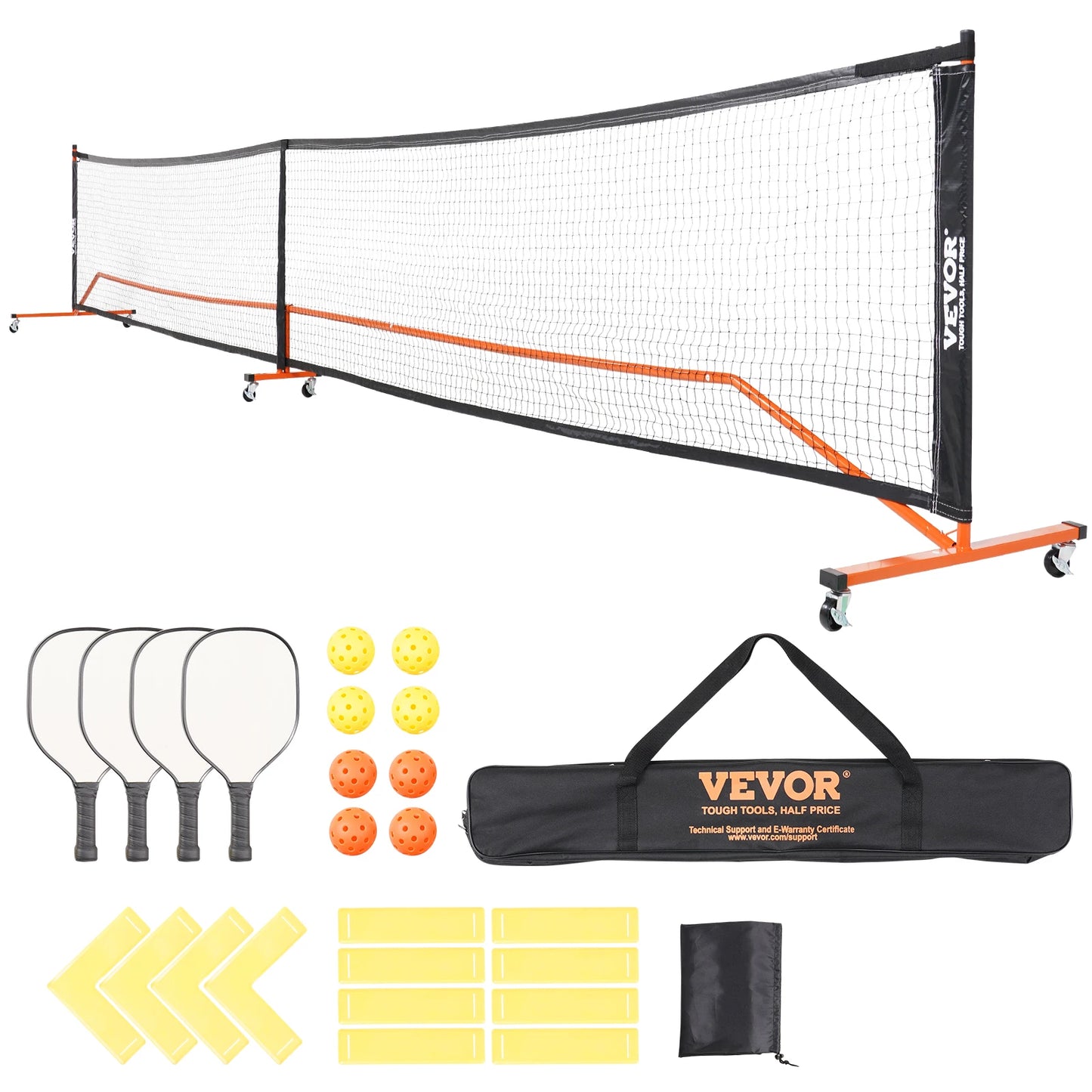 SucceBuy 22FT Portable Pickleball Net Set with Bags Balls Paddles and Court Lines Weather Resistant