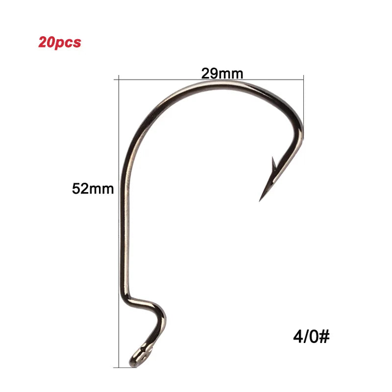 Twenty Pieces High Carbon Steel Offset Hooks For Fishing