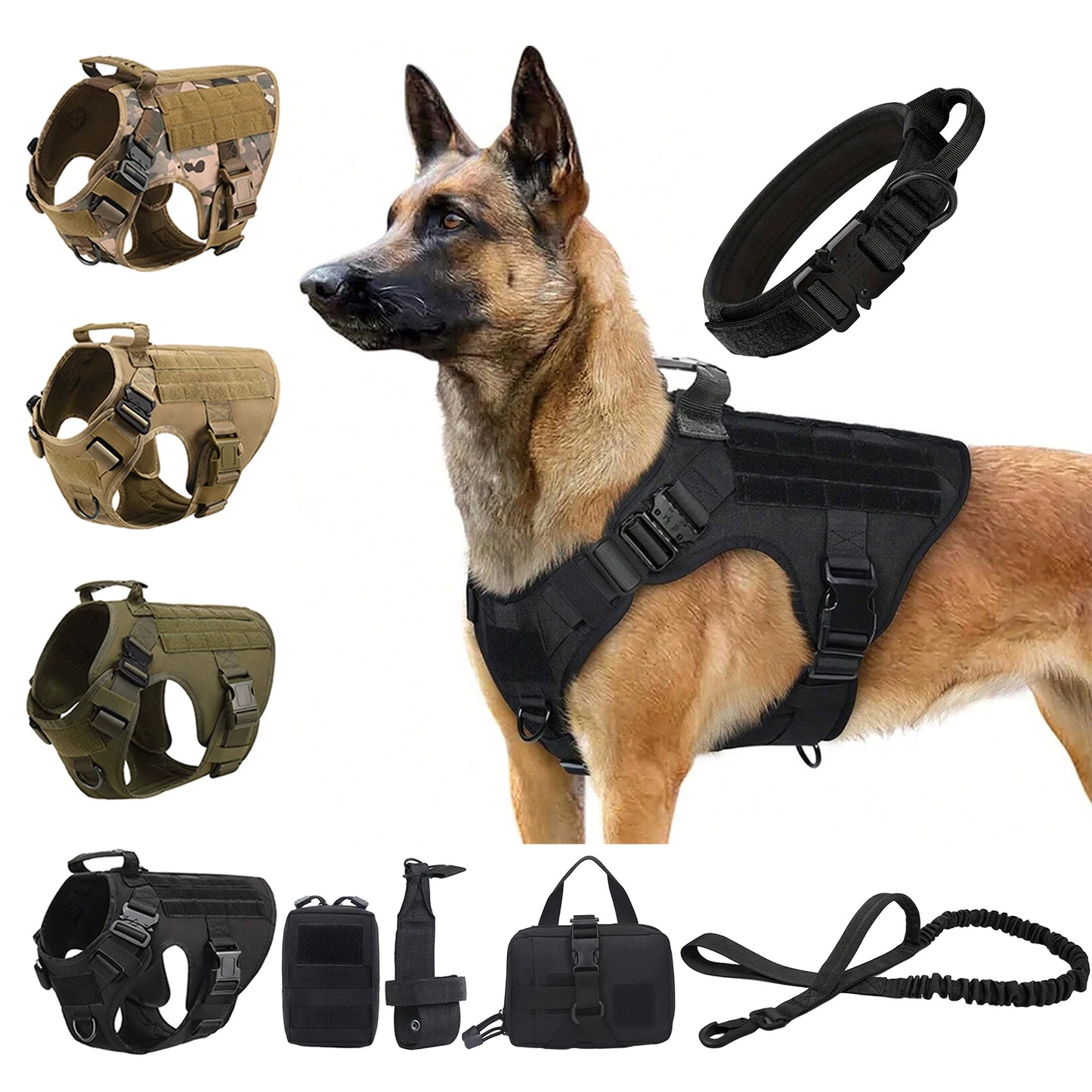 PETRAVELCN Tactical Dog Harness Vest With Molle Pouches