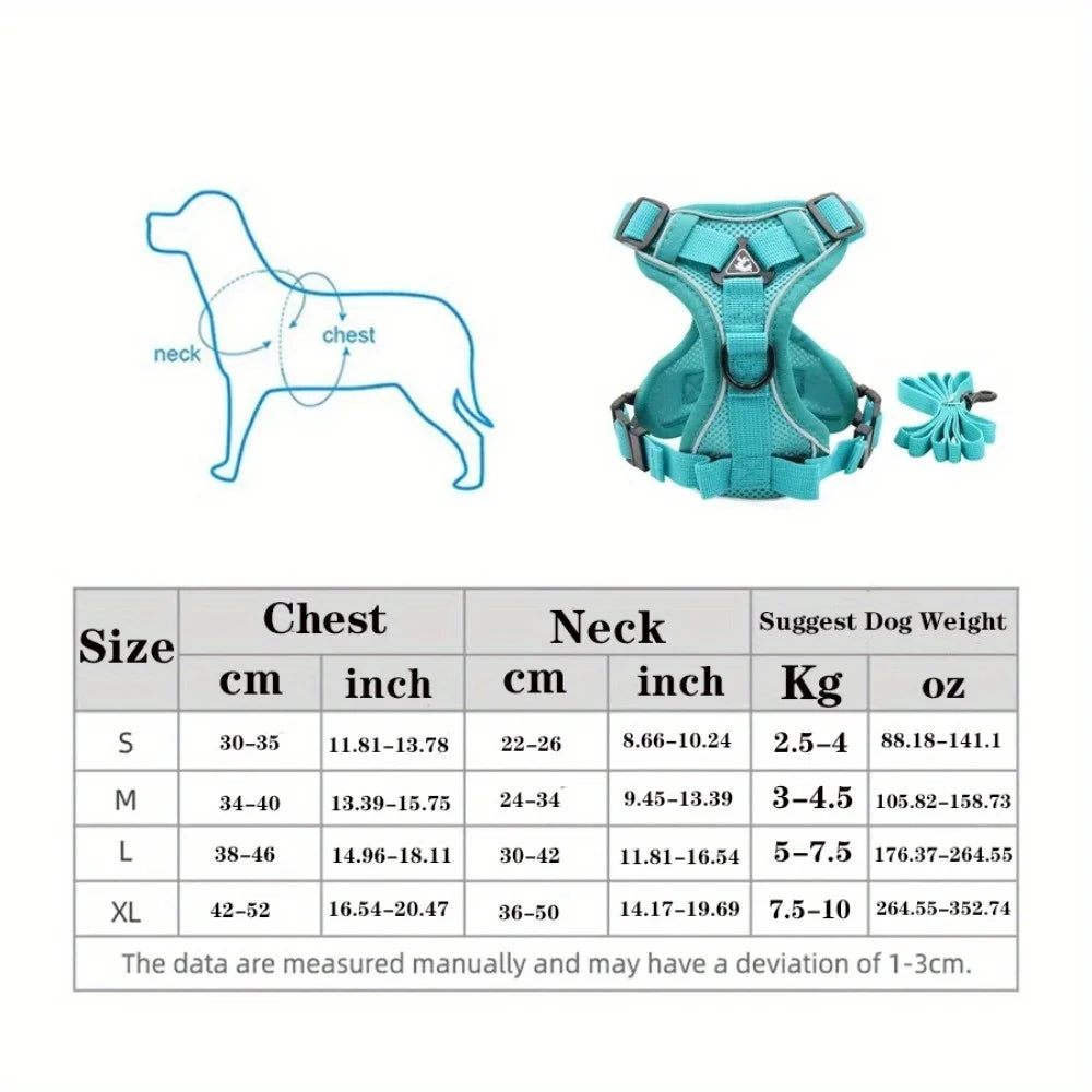 NONECN No Pull Adjustable Dog Harness And Leash Set Reflective