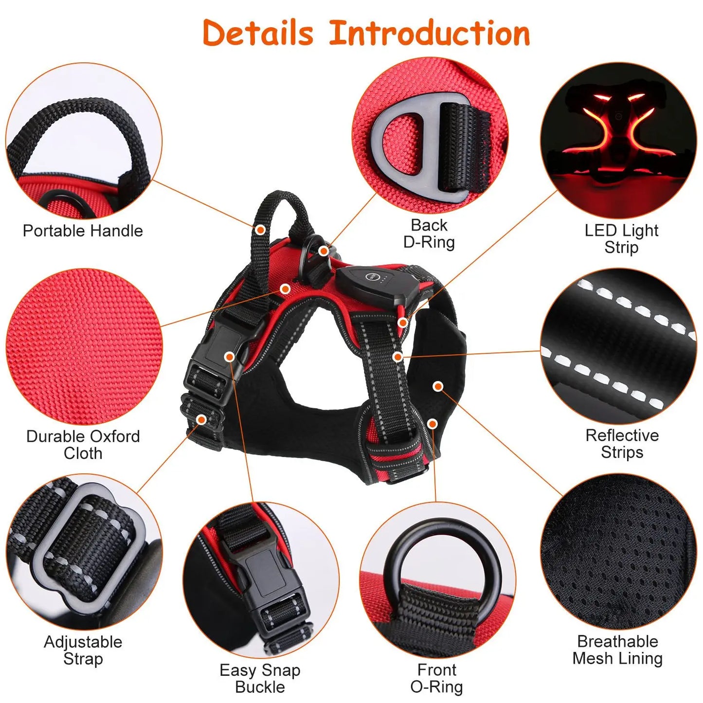 Hunan Hign LED Dog Harness Rechargeable Light Vest