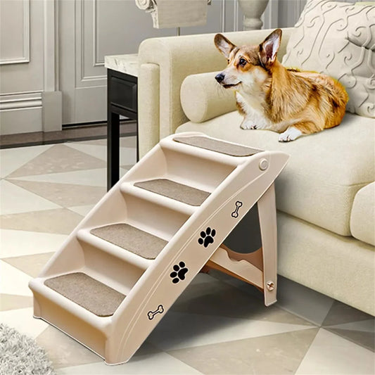 Foldable Dog Ramp Stairs Steps for Easy Pet Access Non-Slip Design Lightweight Portable Pet Training Aid