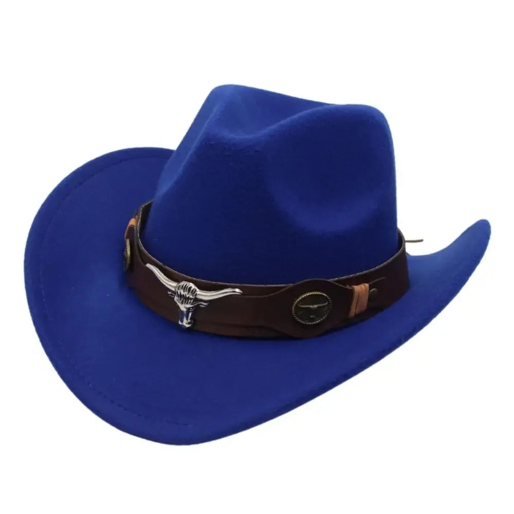 CN Felt Western Cowboy Hat Tibetan Style Top Hat Accessory