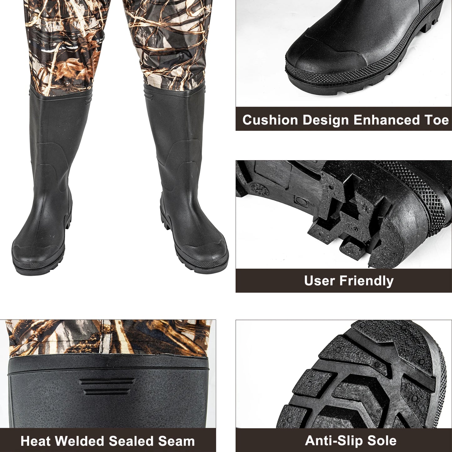 Waterproof Chest Waders With Boots For Fishing Nylon PVC