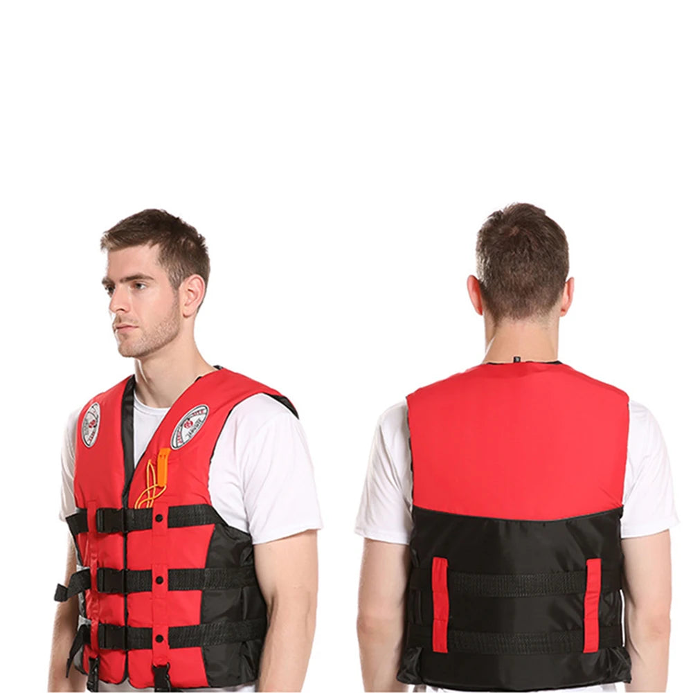 Red Life Vest For Kids And Adults Buoyancy Water Sports